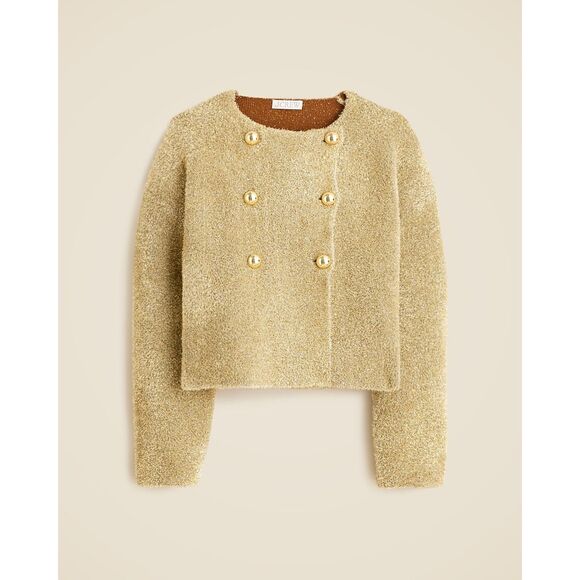 J. Crew Jackets & Blazers - NWT J.Crew Oversized Double-faced Metallic Gold Sparkle Sweater Jacket | Medium